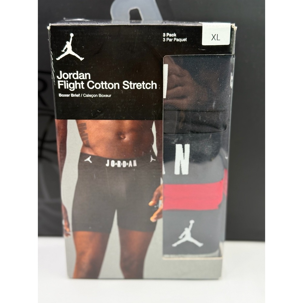Jordan Flight Cotton Stretch Boxer Briefs 3 Pack Black Grey Red JM0622-H24 XL